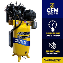 Load image into Gallery viewer, EMAX E450 Series - 7.5 Air Compressor, 80 Gallon, 3 Phase,2 Stage Pressure Lubricated, Silent Air System-ESP07V080V3