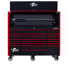 Load image into Gallery viewer, Extreme Tools® RX Series 72"W x 30"D Professional Hutch &amp; 19 Drawer Roller Cabinet w/ 250lbs Slides Combo