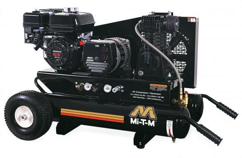 Mi-T-M 8-Gallon Air Compressor / Generator Combination Portable - Two Stage - 15.7 @ 175 PSI - 16.4 @ 90 PSI - 389cc Honda GX390 OHV