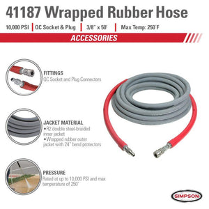 10000 PSI - 3/8" X 50'  Hot Water Pressure Washer Hose by Simpson