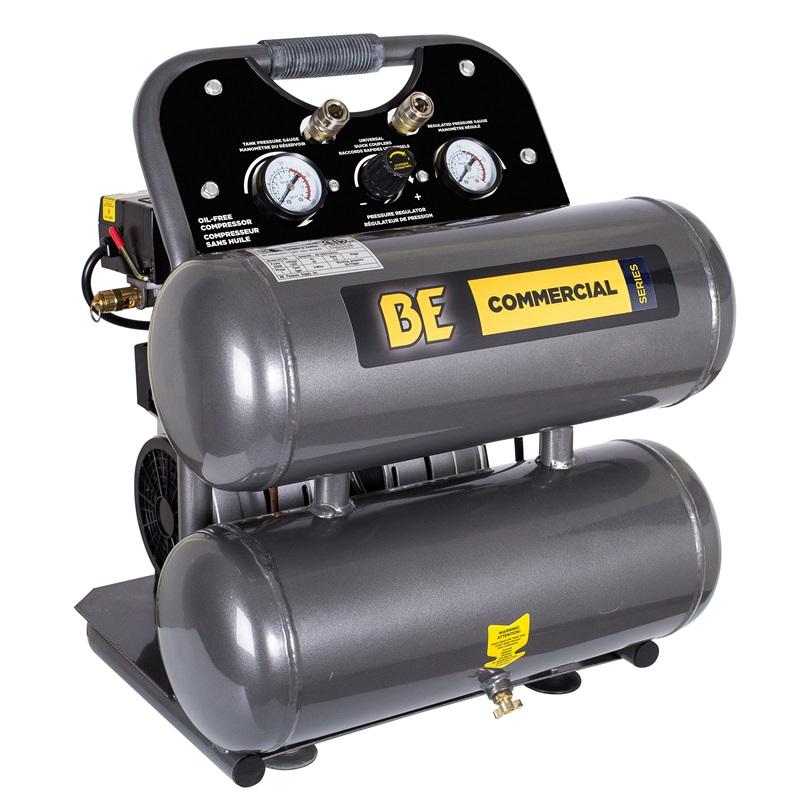 BE Commercial Series Quite  2.8CFM @ 90 PSI 120V-60HZ 4GAL 1HP Oil-Free Air Compressor