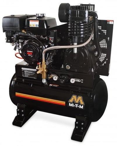Mi-T-M Two Stage Gasoline Stationary Air Compressor - 29.0 CFM - 175 PSI - 30 gal