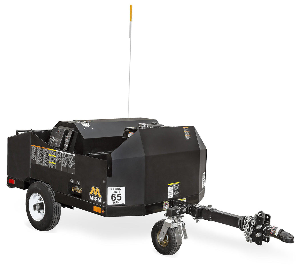 Mi-T-M 4000 PSI @ 3.7 GPM Belt Drive 389cc Honda GX390 OHV General Pump Hot Water Mini Trailer Gas Pressure Washer