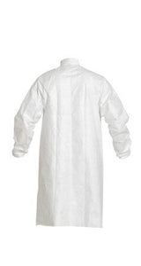DuPont™ Tyvek® IsoClean® Frock - Serged Seams - High Mandarin Collar with Adjustable Snaps - Raglan Sleeve Design - Elastic Wrists - Front Snap Closure - Generous Cut - White - 2X - 30/Pack