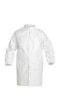 Load image into Gallery viewer, DuPont™ Tyvek® IsoClean® Frock - Serged Seams - High Mandarin Collar with Snap - Set Sleeve Design - Elastic Wrists - Front Snap Closure - White - 4X - 30/Pack