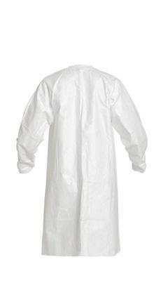 DuPont™ Tyvek® IsoClean® Frock - Serged Seams - Bound Neck - Raglan Sleeve Design - Elastic Wrists - Zipper Closure - White - XL - 30/Pack
