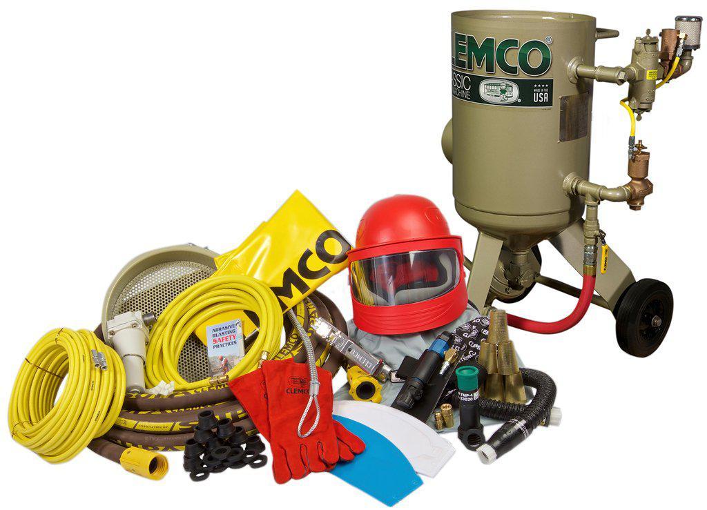 Clemco 2 cu ft Low Pressure (LP) Classic Blast Machine Model 1642 Breathing Air System 200 lbs., with 1 inch Piping - SaFety Gear