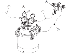 Binks 98-3156 Trophy Air Spray Gun & 2.8 Gallon Zinc Plated Pressure Tank w/ Dual Regulated