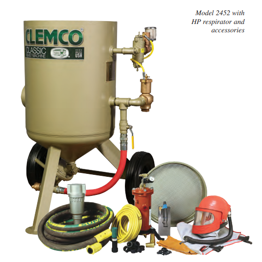 Clemco 23895 6 Cubic Foot Blast Machine Packages with 1-1/4” piping 24” diameter Flat Sand Valve - Apollo HP SaFety Gear
