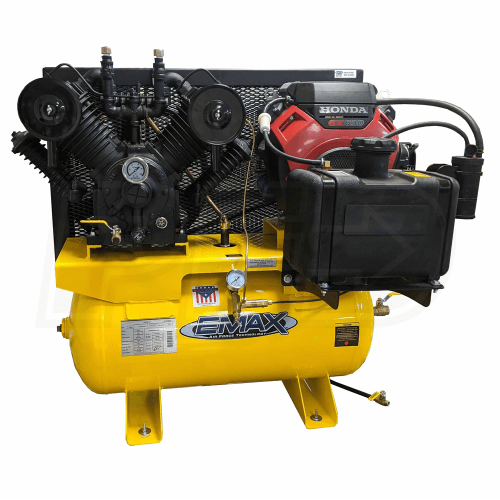 EMAX Industrial Plus175 PSI @ 34 CFM Honda Engine Two Stage 18HP 60Gal Horizontal Honda Electric Start w/ Gas Tank w/ Pressure Lube Pump
